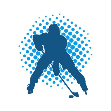 Kasklı ve üniformalı bir buz hokeyi oyuncusunun silueti.