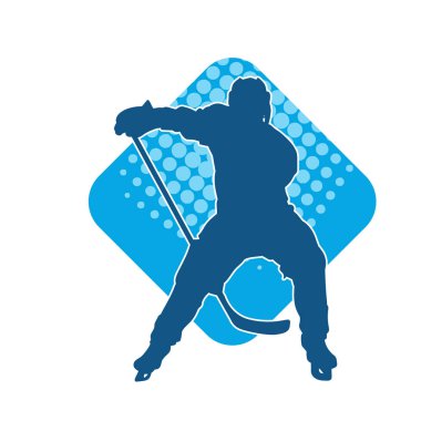 Kasklı ve üniformalı bir buz hokeyi oyuncusunun silueti.