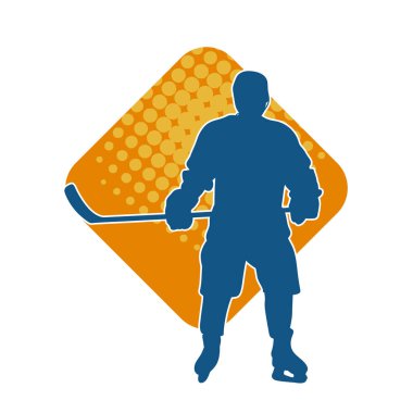 Kasklı ve üniformalı bir buz hokeyi oyuncusunun silueti.