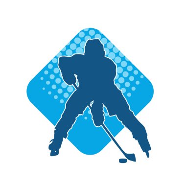 Kasklı ve üniformalı bir buz hokeyi oyuncusunun silueti.