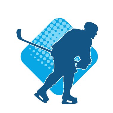 Kasklı ve üniformalı bir buz hokeyi oyuncusunun silueti.