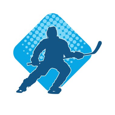 Kasklı ve üniformalı bir buz hokeyi oyuncusunun silueti.