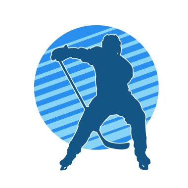 Kasklı ve üniformalı bir buz hokeyi oyuncusunun silueti.