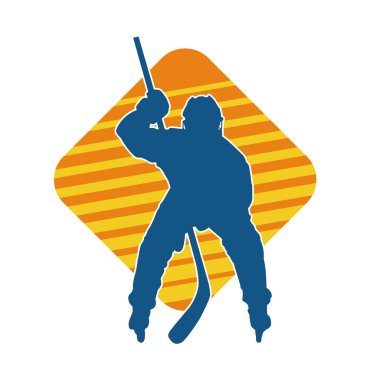 Kasklı ve üniformalı bir buz hokeyi oyuncusunun silueti.