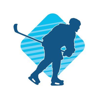 Kasklı ve üniformalı bir buz hokeyi oyuncusunun silueti.