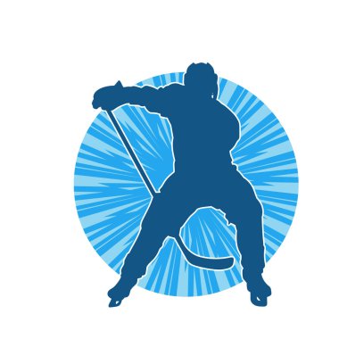 Kasklı ve üniformalı bir buz hokeyi oyuncusunun silueti.