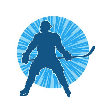 Kasklı ve üniformalı bir buz hokeyi oyuncusunun silueti.