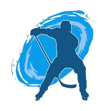 Kasklı ve üniformalı bir buz hokeyi oyuncusunun silueti.