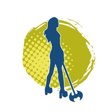 Savaşçı bir kadının silueti savaş baltası taşıyor.