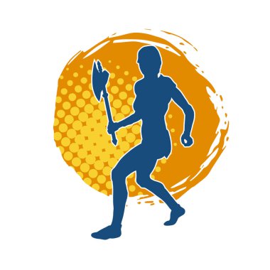 Savaşçı bir kadının silueti savaş baltası taşıyor.