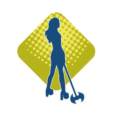 Savaşçı bir kadının silueti savaş baltası taşıyor.