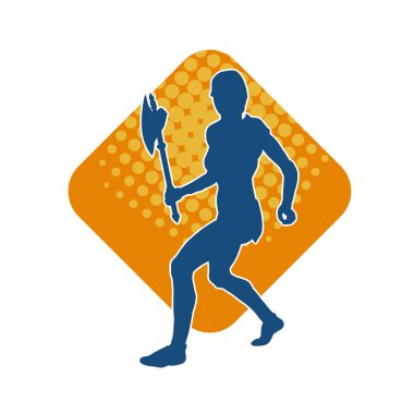 Savaşçı bir kadının silueti savaş baltası taşıyor.