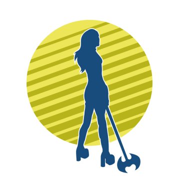 Savaşçı bir kadının silueti savaş baltası taşıyor.