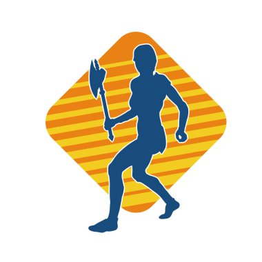 Savaşçı bir kadının silueti savaş baltası taşıyor.