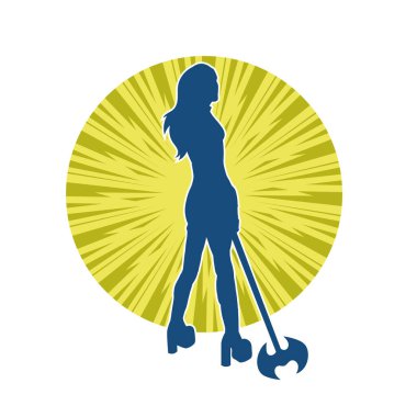 Savaşçı bir kadının silueti savaş baltası taşıyor.