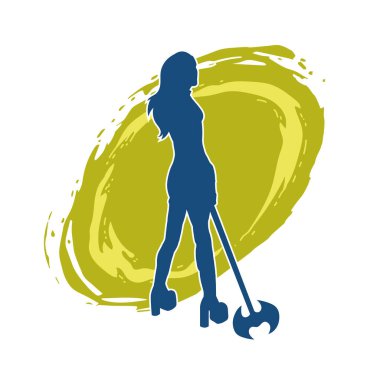 Savaşçı bir kadının silueti savaş baltası taşıyor.