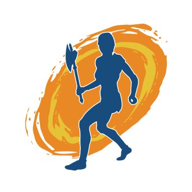 Savaşçı bir kadının silueti savaş baltası taşıyor.