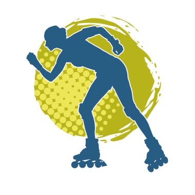 Paten kayan bir kadının silüeti. Sportif kadın silueti Tekerlekli sandalyede iyi eğlenceler.
