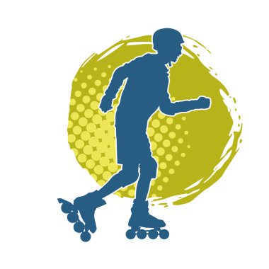 Patenli spor bir erkeğin silueti. Sportif adamın silueti Tekerlekli sandalyede iyi eğlenceler.