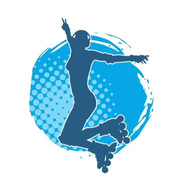 Paten kayan bir kadının silüeti. Sportif kadın silueti Tekerlekli sandalyede iyi eğlenceler.