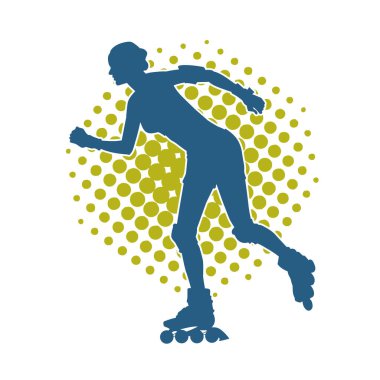 Paten kayan bir kadının silüeti. Sportif kadın silueti Tekerlekli sandalyede iyi eğlenceler.