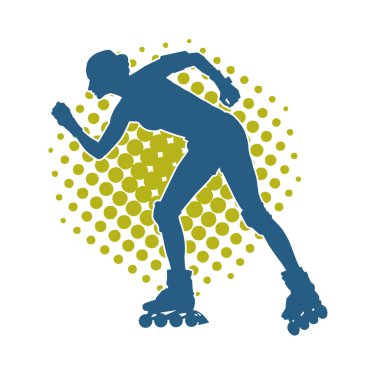 Paten kayan bir kadının silüeti. Sportif kadın silueti Tekerlekli sandalyede iyi eğlenceler.