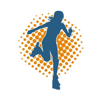 Paten kayan bir kadının silüeti. Sportif kadın silueti Tekerlekli sandalyede iyi eğlenceler.