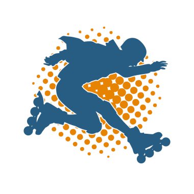 Patenli spor bir erkeğin silueti. Sportif adamın silueti Tekerlekli sandalyede iyi eğlenceler.