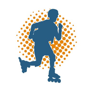 Patenli spor bir erkeğin silueti. Sportif adamın silueti Tekerlekli sandalyede iyi eğlenceler.