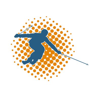 Kayak ekipmanıyla kayak yapan birinin silüeti. Bir insanın silueti kayak atlayışı yapıyor.