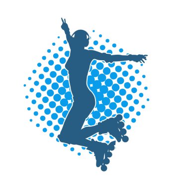 Paten kayan bir kadının silüeti. Sportif kadın silueti Tekerlekli sandalyede iyi eğlenceler.