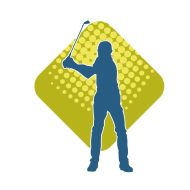 Golf oynayan bir adamın silüeti. Hareketli bir erkek golfçünün silueti.