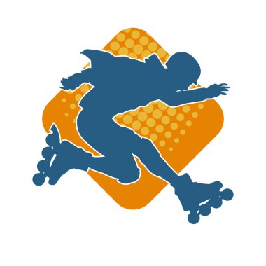 Patenli spor bir erkeğin silueti. Sportif adamın silueti Tekerlekli sandalyede iyi eğlenceler.