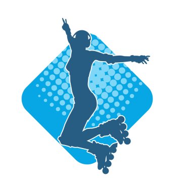 Paten kayan bir kadının silüeti. Sportif kadın silueti Tekerlekli sandalyede iyi eğlenceler.