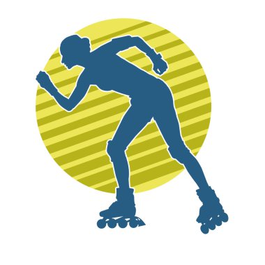 Paten kayan bir kadının silüeti. Sportif kadın silueti Tekerlekli sandalyede iyi eğlenceler.