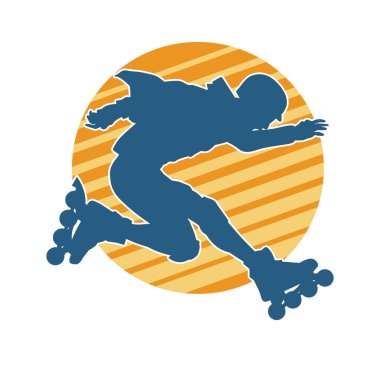 Patenli spor bir erkeğin silueti. Sportif adamın silueti Tekerlekli sandalyede iyi eğlenceler.