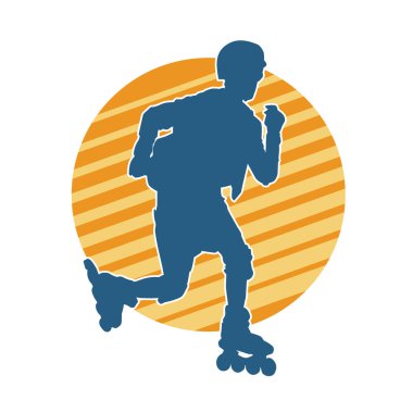Patenli spor bir erkeğin silueti. Sportif adamın silueti Tekerlekli sandalyede iyi eğlenceler.