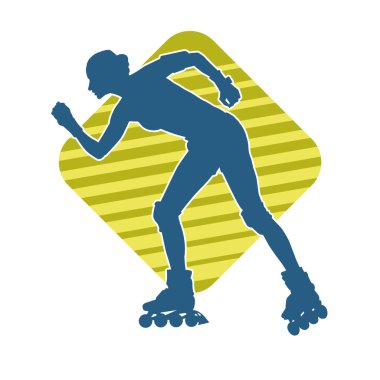Paten kayan bir kadının silüeti. Sportif kadın silueti Tekerlekli sandalyede iyi eğlenceler.