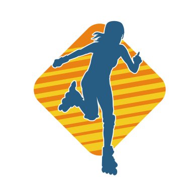 Paten kayan bir kadının silüeti. Sportif kadın silueti Tekerlekli sandalyede iyi eğlenceler.