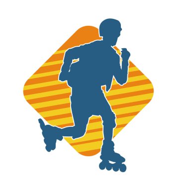 Patenli spor bir erkeğin silueti. Sportif adamın silueti Tekerlekli sandalyede iyi eğlenceler.