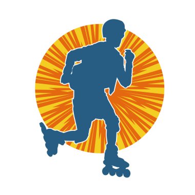 Patenli spor bir erkeğin silueti. Sportif adamın silueti Tekerlekli sandalyede iyi eğlenceler.