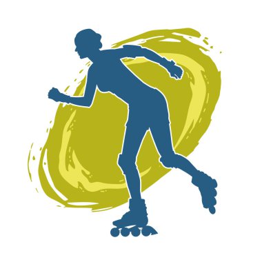 Paten kayan bir kadının silüeti. Sportif kadın silueti Tekerlekli sandalyede iyi eğlenceler.