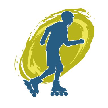 Patenli spor bir erkeğin silueti. Sportif adamın silueti Tekerlekli sandalyede iyi eğlenceler.