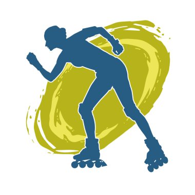 Paten kayan bir kadının silüeti. Sportif kadın silueti Tekerlekli sandalyede iyi eğlenceler.