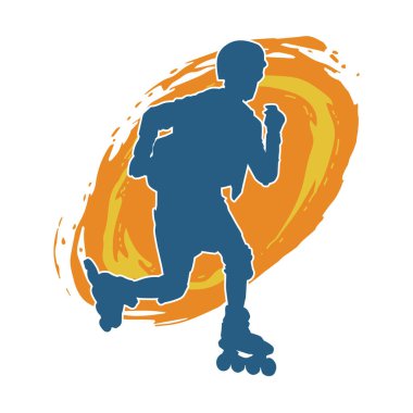 Patenli spor bir erkeğin silueti. Sportif adamın silueti Tekerlekli sandalyede iyi eğlenceler.