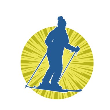 Kar sporu yapan insanların silueti. Kar kayağı yapan insanların silueti.