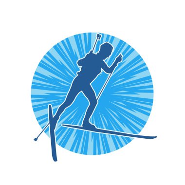 Kar sporu yapan insanların silueti. Kar kayağı yapan insanların silueti.