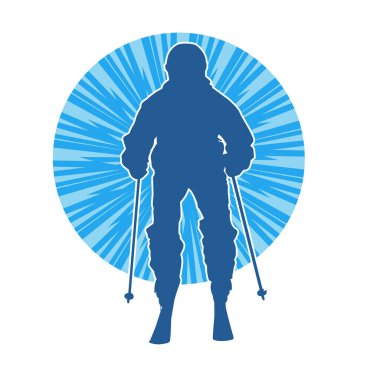 Kar sporu yapan insanların silueti. Kar kayağı yapan insanların silueti.