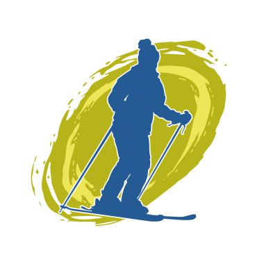 Kar sporu yapan insanların silueti. Kar kayağı yapan insanların silueti.