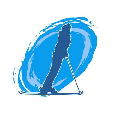 Kar sporu yapan insanların silueti. Kar kayağı yapan insanların silueti.